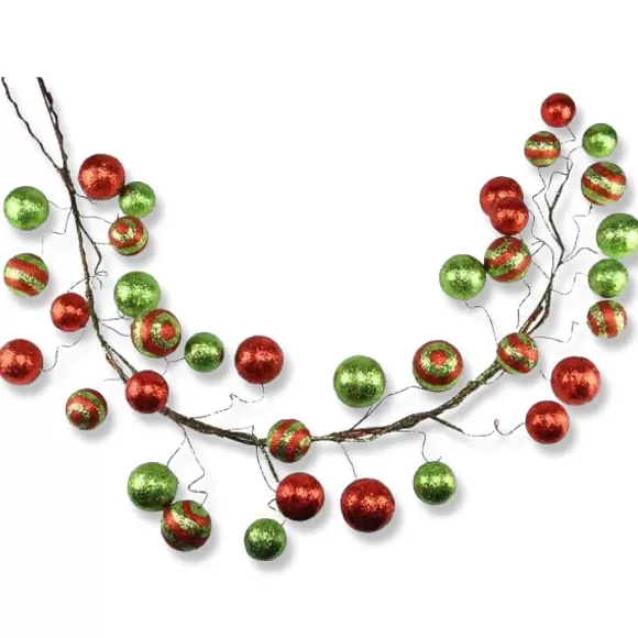 Craig Bachman Garlands>5' Glitter Ball Garland Red And Lime