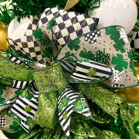 A&B Floral St. Patrick's Day>Antique Diamond Plaid Ribbon, 4" X 10Yd.