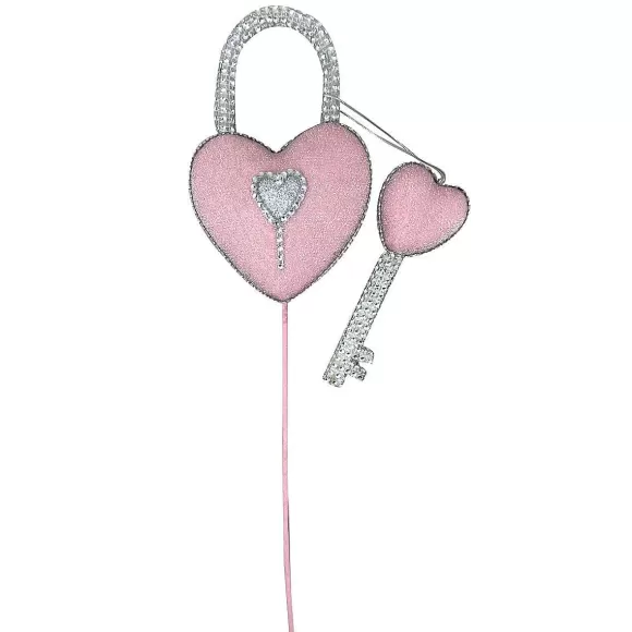 Liberty Floral Floral>Barbie Style Pink Bling Heart Lock & Key Spray