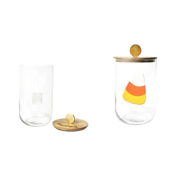 Happy Everything Table Decor>Big Wooden Lid Glass Jar By !