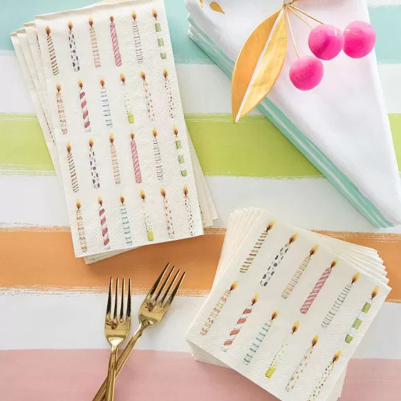 Hester & Cook Table Decor>Birthday Candle Cocktail Napkin Set