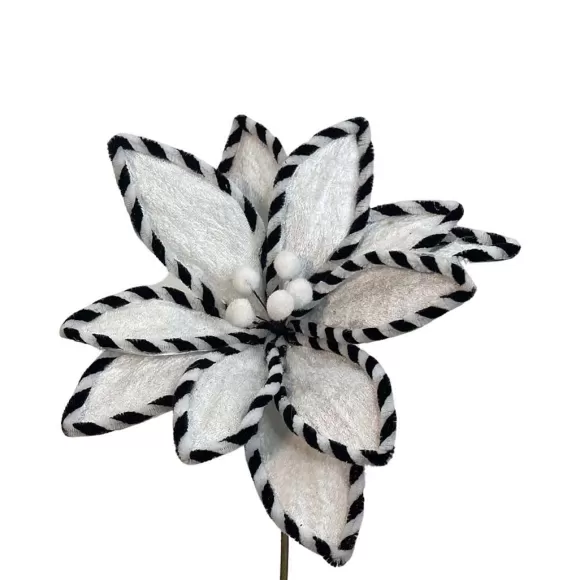 Liberty Floral Floral>Black And White Velvet Poinsettia Pick