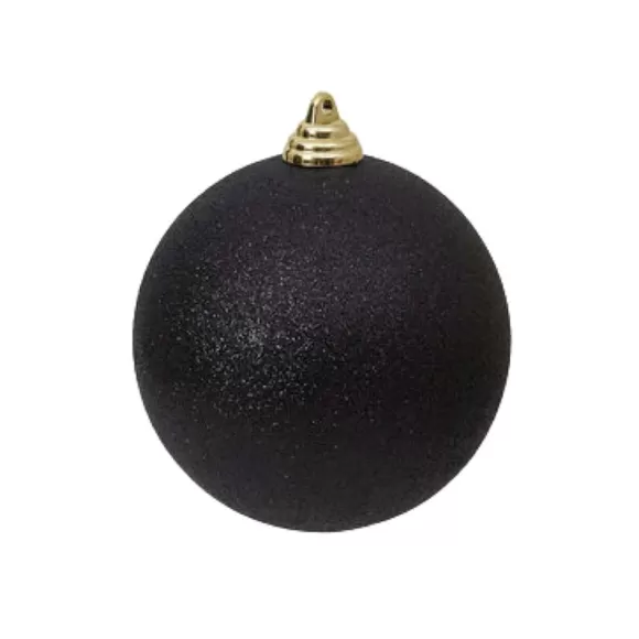 Farrisilk Ball Ornaments>Black Glitter Ball Ornament, 4"