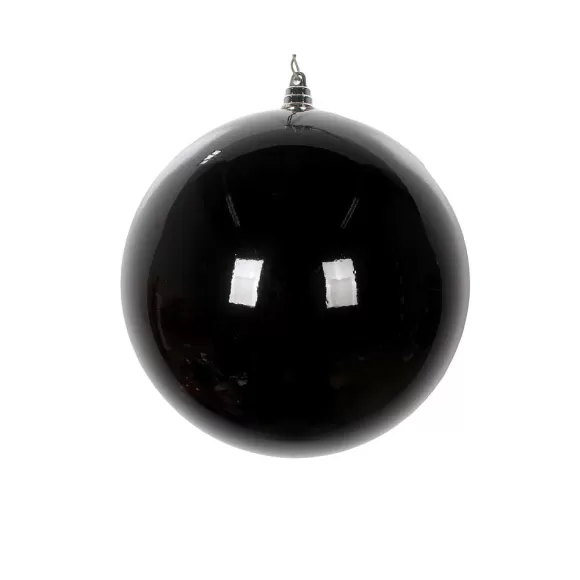 Farrisilk Ball Ornaments>Black Shiny Ball Ornament, 4"