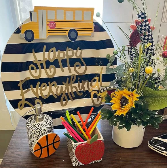 Happy Everything Table Decor>Black Stripe Big Platter By !