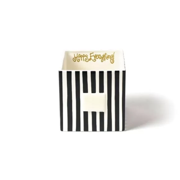 Happy Everything Table Decor>Black Stripe Medium Nesting Cube By !