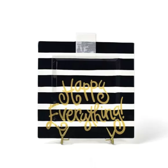 Happy Everything Table Decor>Black Stripe Square Big Entertaining Platter By !