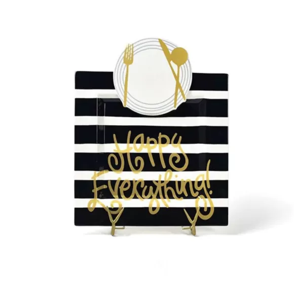 Happy Everything Table Decor>Black Stripe Square Big Entertaining Platter By !