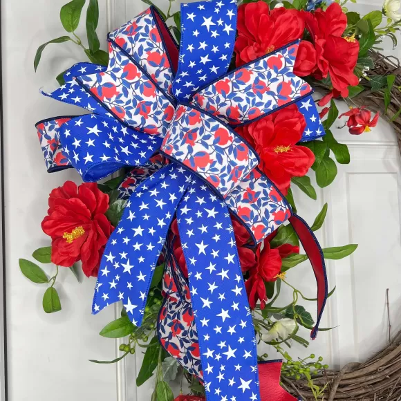 * Door Decor>Blooming Patriotism Wreath