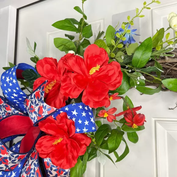 * Door Decor>Blooming Patriotism Wreath