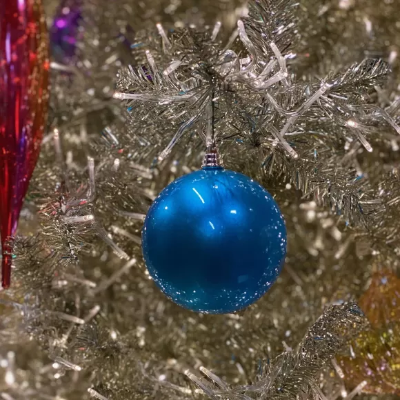 Farrisilk Ball Ornaments>Blue Candy Apple Ball Ornament, 4"