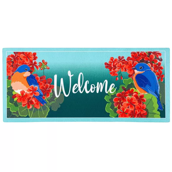 Evergreen Rugs & Mats>Bluebird In Red Geraniums Sassafras Switch Mat