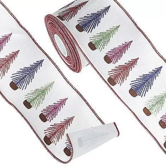 RAZ Ribbon>Bottle Brush Tree Ribbon, 4" X 10Yd