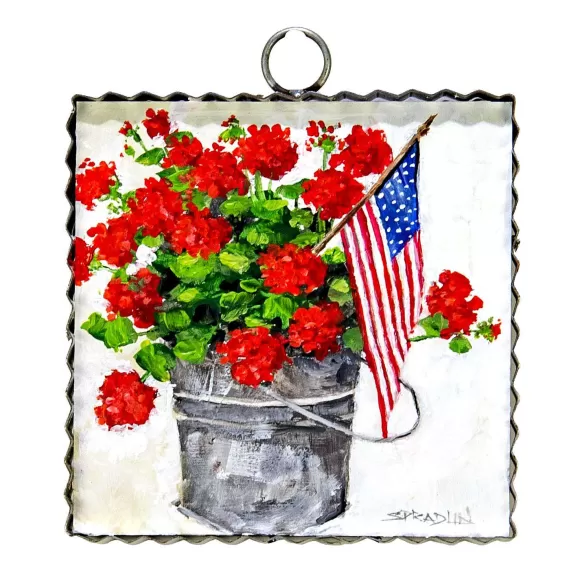 The Round Top Collection Wall Decor>Bucket Of Geraniums Mini Gallery Art