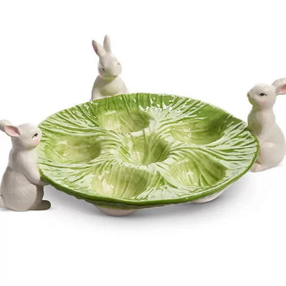 RAZ Kitchen & Dining>Cabbage Bunny Egg Holder Plate