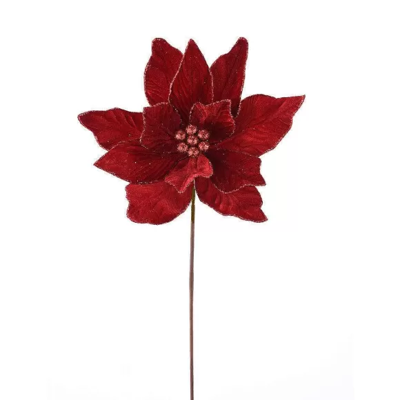 Direct Export Co. Sprays>Deep Red Velvet Poinsettia Spray