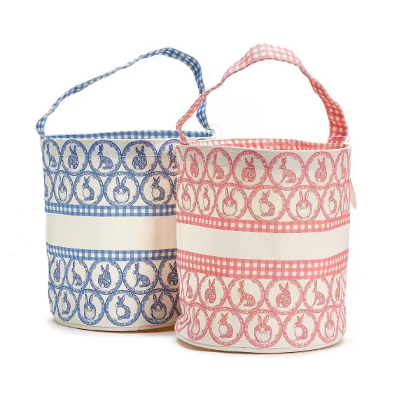 Two's Company Diy Containers>Easter Egg Hunt Bucket Bag With Gingham Bunny