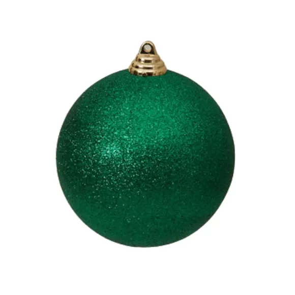 Farrisilk Ball Ornaments>Emerald Green Glitter Ball Ornament, 8"