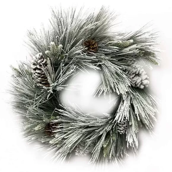 Liberty Floral Door Decor>Flocked Long Needle Pine Wreath, 24"