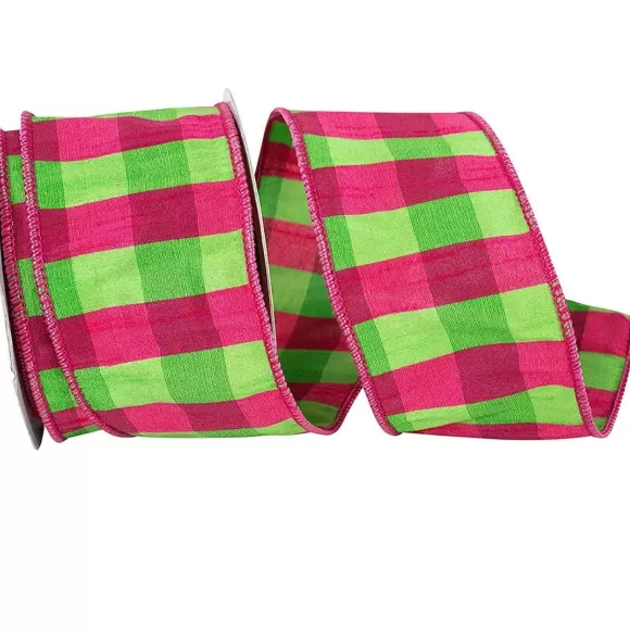 Reliant Ribbon Ribbon>Fuchsia & Lime Elizabeth Ribbon, 2.5" X 10Yd