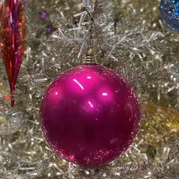 Farrisilk Ball Ornaments>Fuchsia Candy Apple Ball Ornament, 6"