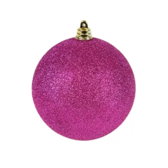 Farrisilk Ball Ornaments>Fuchsia Glitter Ball Ornament, 4"