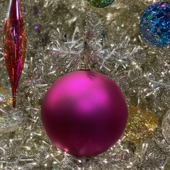 Farrisilk Ball Ornaments>Fuchsia Matte Ball Ornament, 4"