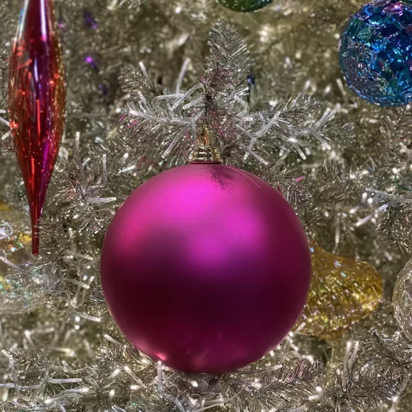 Farrisilk Ball Ornaments>Fuchsia Matte Ball Ornament, 8"