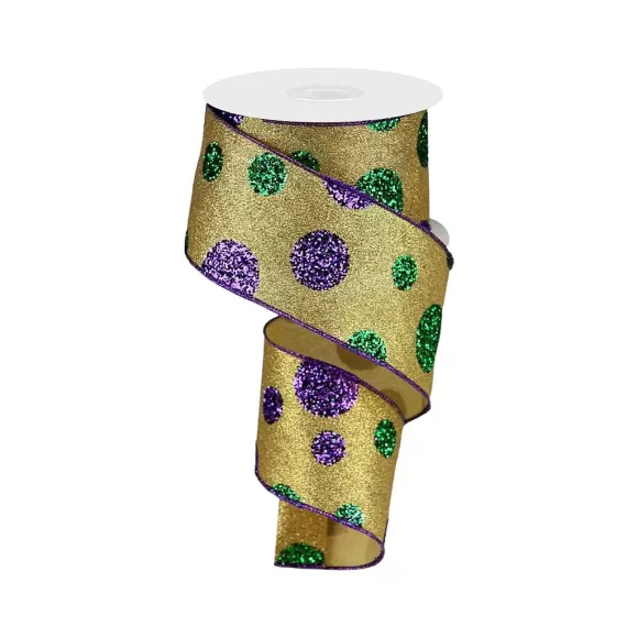 Craig Bachman Ribbon>Giant Mardi Gras Polka Dots, 2.5"X10Yd