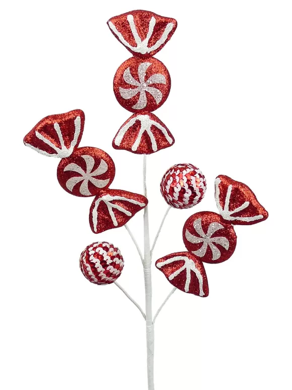 Liberty Floral Picks>Glitter Peppermint Candy Pick