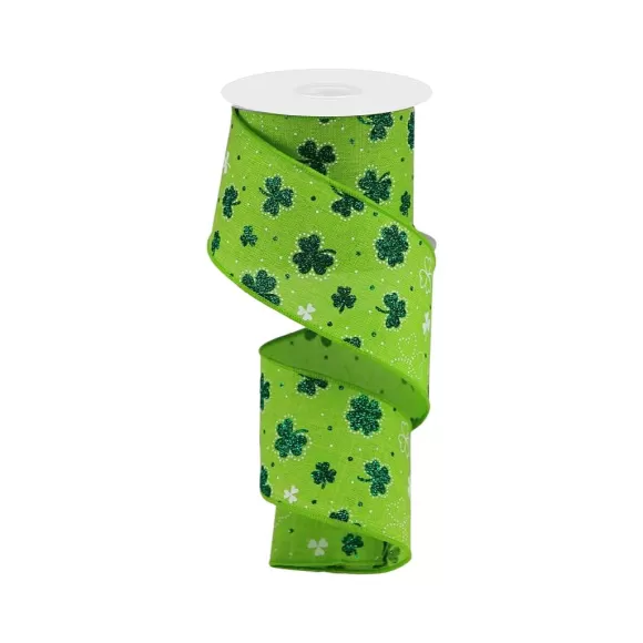 Craig Bachman Ribbon>Glitter Shamrock Ribbon 2.5"X10Yd