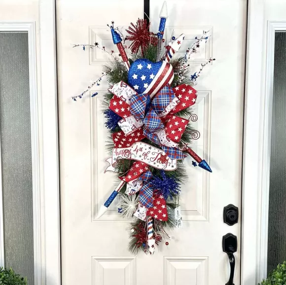 Liberty Floral Picks>Glitter Stars And Stripes Heart Pick