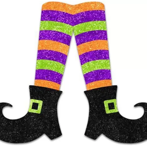 Craig Bachman Table Decor>Glitter Stripe Halloween Witch Legs