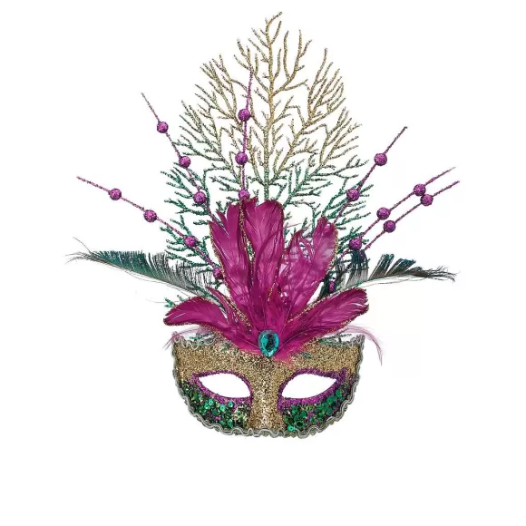 Regency Figurines>Glitter With Feathers Mardi Gras Mask