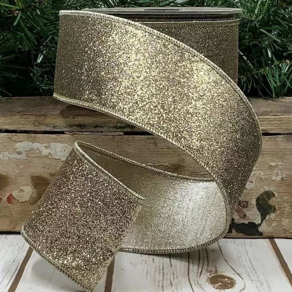 D. Stevens Ribbon>Gold And Silver Glitter Metallic Ribbon, 2.5" X 10Yd