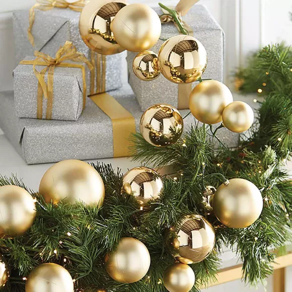 RAZ Garlands>Gold Ball Garland, 4'