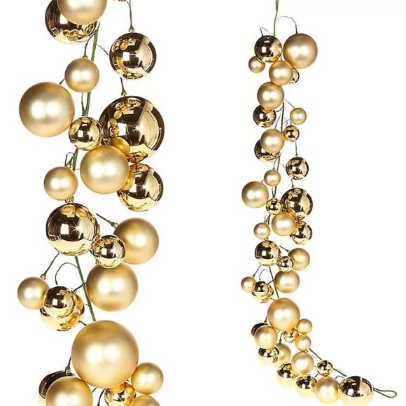 RAZ Garlands>Gold Ball Garland, 4'