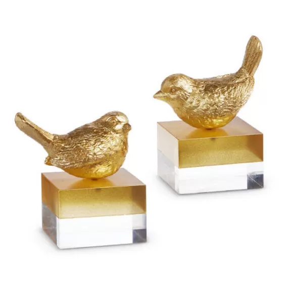 RAZ Spring>Gold Bird On Two Toned Block