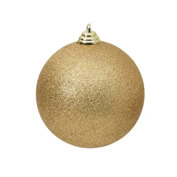 Farrisilk Ball Ornaments>Gold Glitter Ball Ornament, 6"