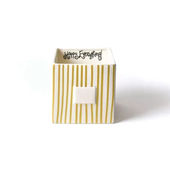 Happy Everything Table Decor>Gold Mini Stripe Medium Nesting Cube By !