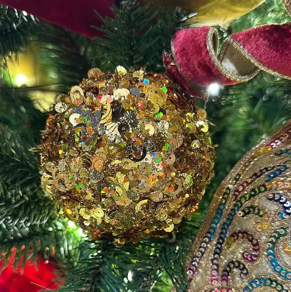 Craig Bachman Mardi Gras>Gold Sequin Glitter Ornament