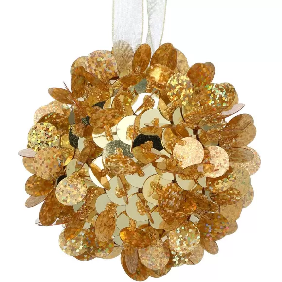 Regency Mardi Gras>Gold Sequin Retro Ball Ornament