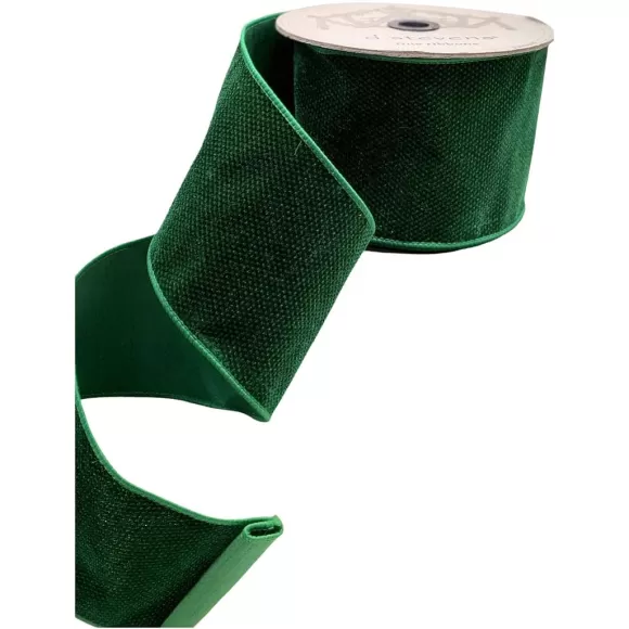 D. Stevens Ribbon>Green Dots Velvet Ribbon, 4" X 10Yd