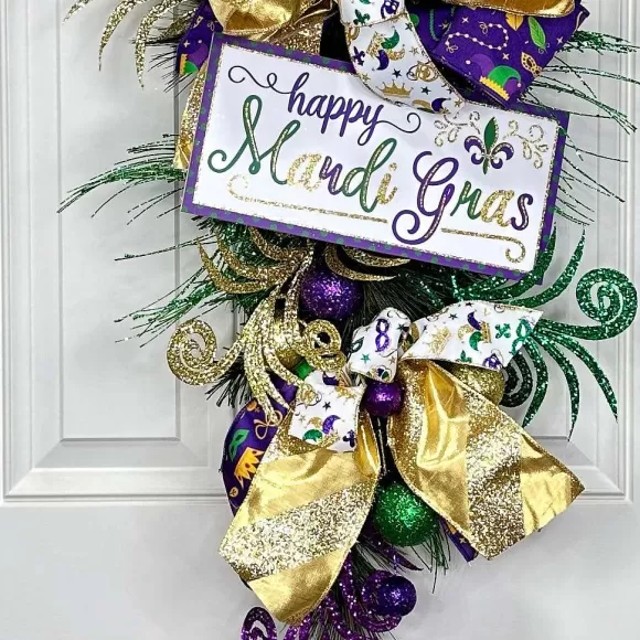 Regency Mardi Gras>Green Glitter Sequin Pampas Grass Spray, 34"