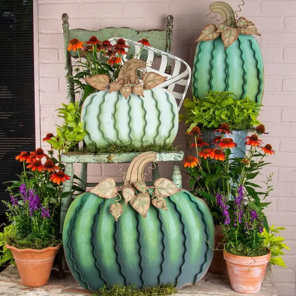 The Round Top Collection Pot Stakes>Green Pumpkins