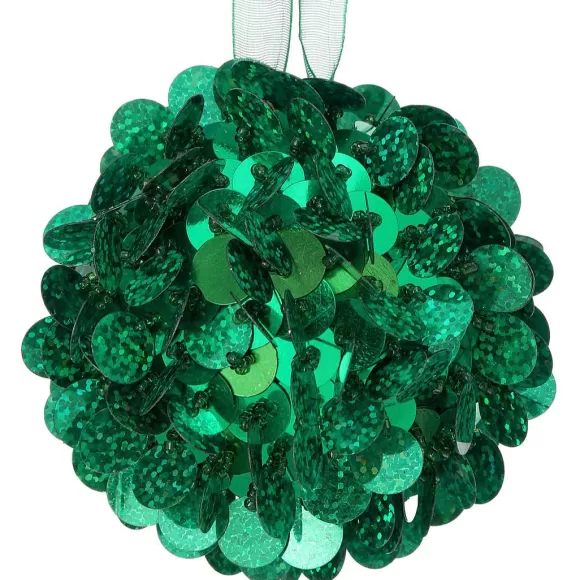 Regency Mardi Gras>Green Sequin Retro Ball Ornament