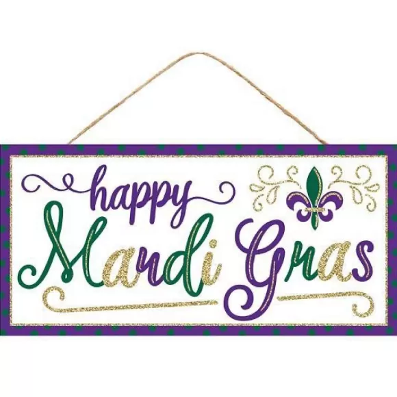 Craig Bachman Table Decor>Happy Mardi Gras Glitter Sign