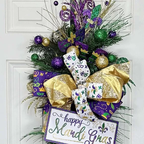 Craig Bachman Table Decor>Happy Mardi Gras Glitter Sign