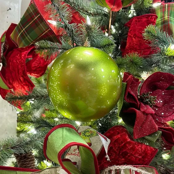 Farrisilk Ball Ornaments>Lime Green Candy Apple Ball Ornament, 8"