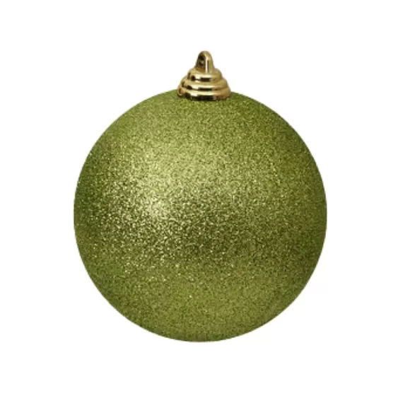 Farrisilk Ball Ornaments>Lime Green Glitter Ball Ornament, 4"